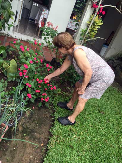 Caring for her garden… Cuidar de seu jardim…